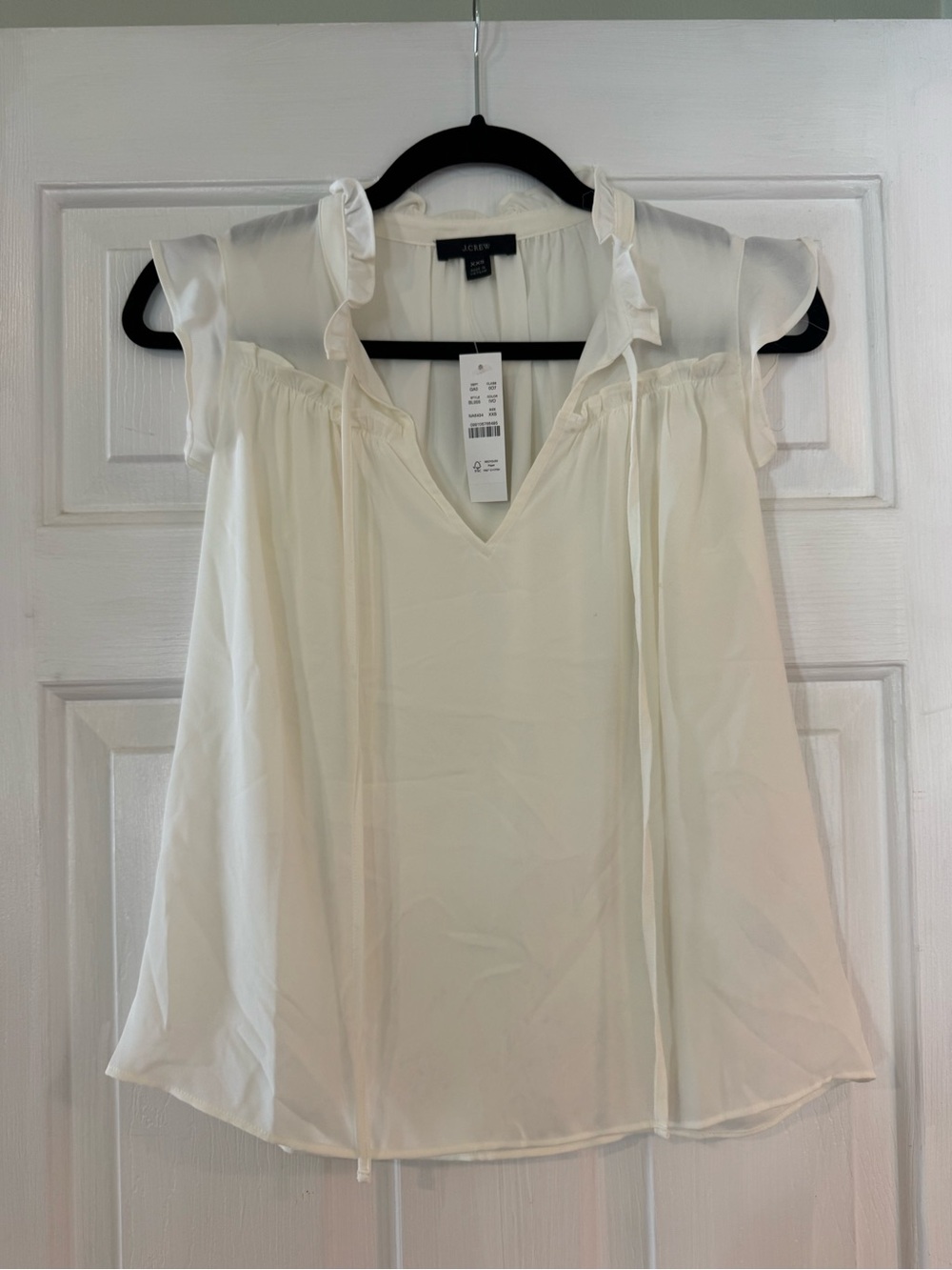 J. Crew Cream Ruffle-Trim V-Neck Camisole